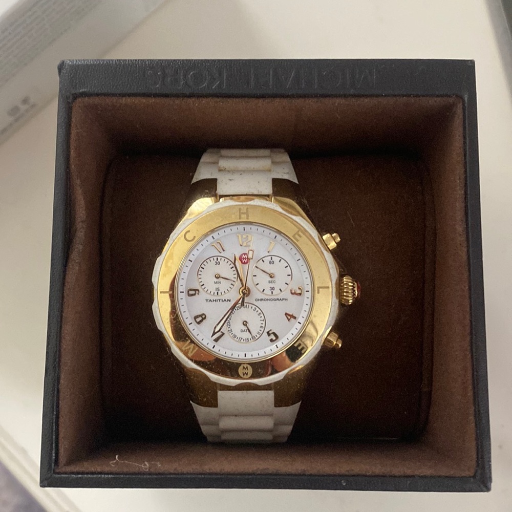 Michele gold and white watch